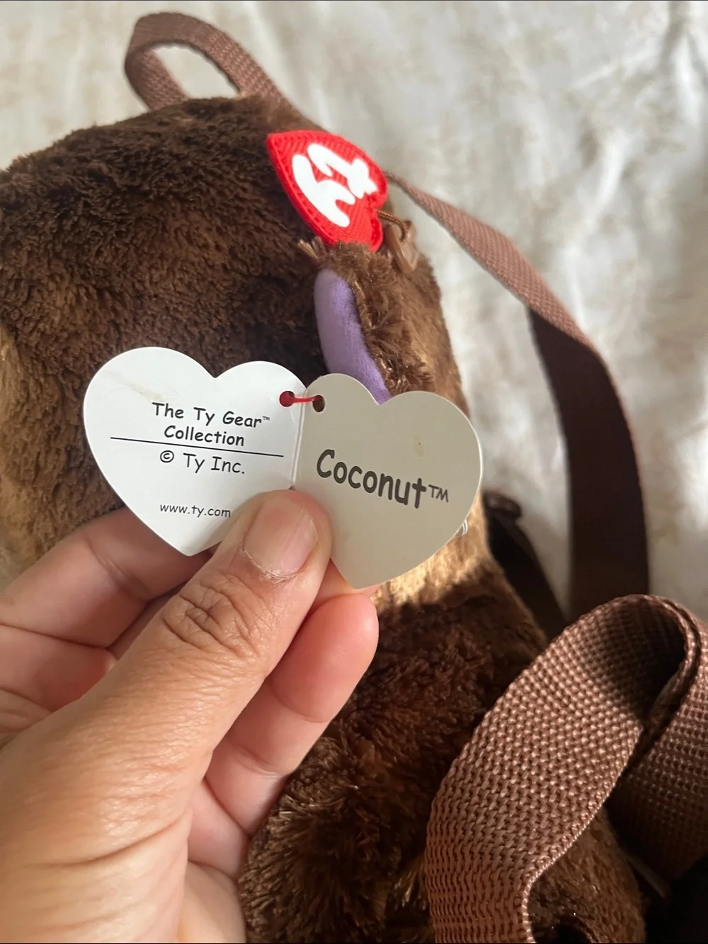 TY GEAR BEANIE BOOS COCONUT THE MONKEY PLUSH mini BACKPACK WITH ORIGINAL TAGS.